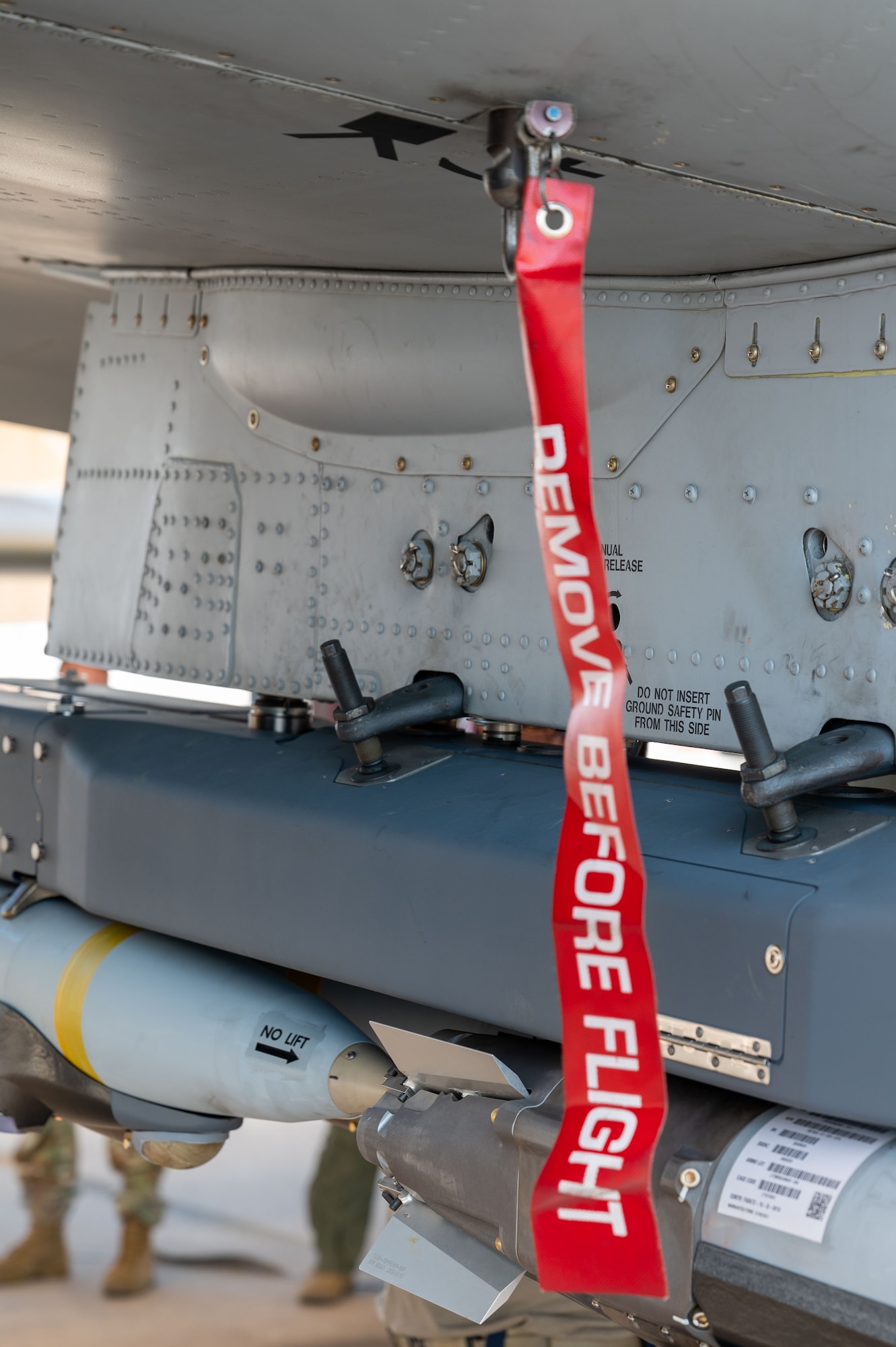 A photo of a tag that reads "REMOVE BEFORE FLIGHT".