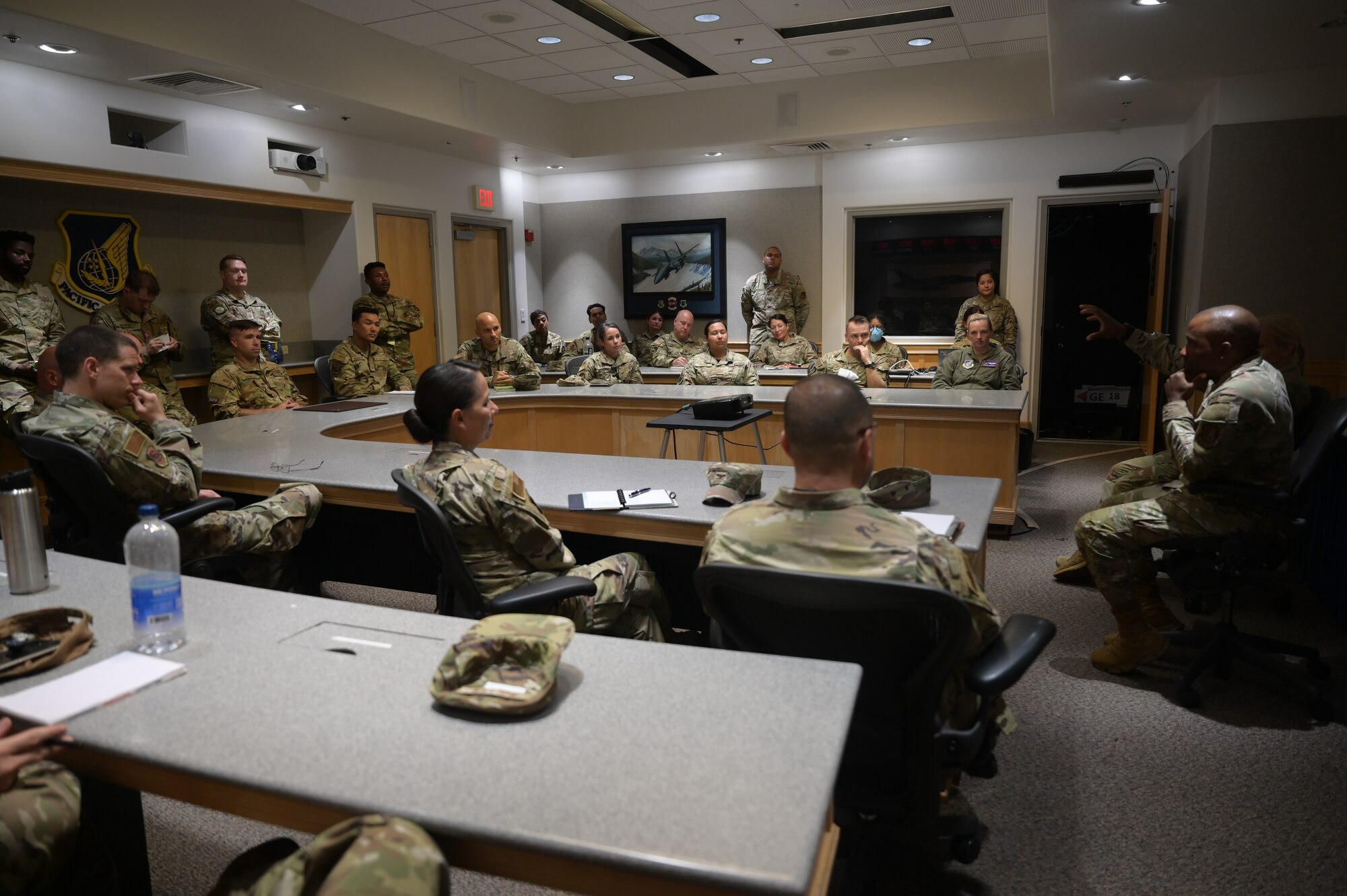 Airmen assigned to Team Hickam attend a professional development seminar at the Aloha Conference Center on Joint Base Pearl Harbor-Hickam, Hawaii, Aug. 28, 2023. The seminar was hosted by the 15th Wing commander and command chief to discuss the importance of being an effective leader and the significance of promoting resiliency. (U.S. Air Force photo by Staff Sgt. Alan Ricker)