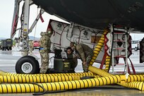 Maintainers assigned to the 393rd Expeditionary Bomb Squadron, work on a B-2 Spirit during Bomber Task Force 23-4, Keflavik, Iceland, Aug. 18, 2023. The BTF provides the 393rd EBS an opportunity to strategically posture B-2 within the European theater to enable NATO Allies and partners the ability to integrate with the world’s only operational stealth bomber and operate as a cohesive force. (U.S. Air Force photo by Tech. Sgt. Heather Salazar)