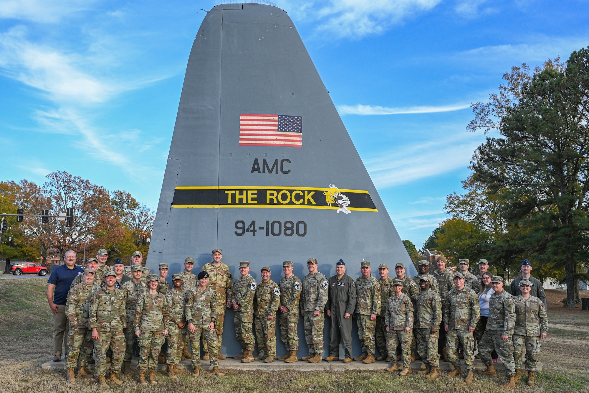 People pose for a group photo.