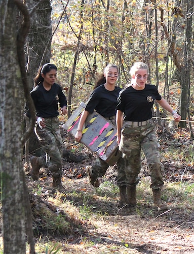 Air Force Junior ROTC Cadets compete during the JROTC Raider National Championships in Molena, Ga., on Nov. 18, 2023.