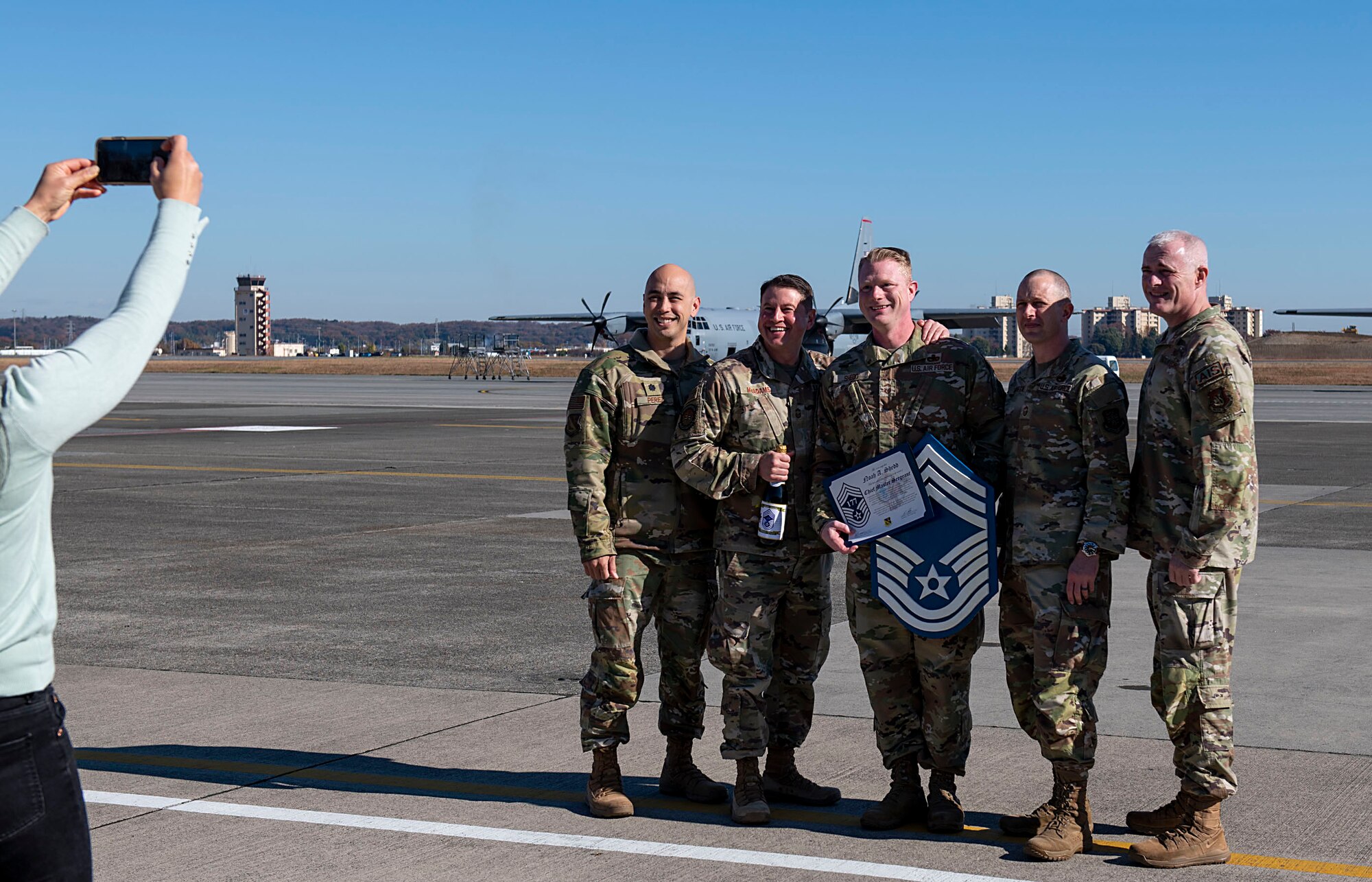 U.S. Air Force Airmen pose for a photo