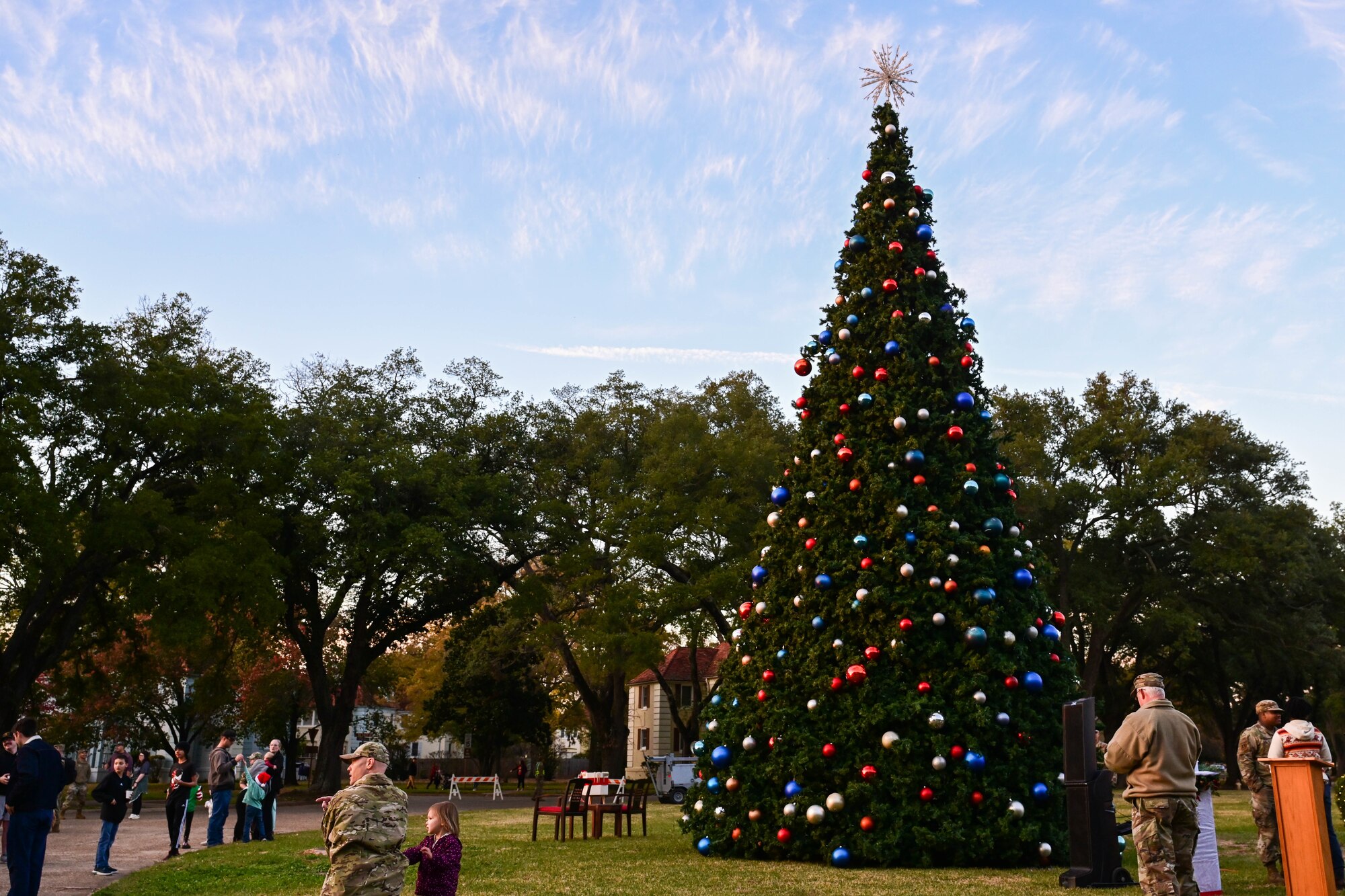 A 38-foot tall Christmas tree standing outside