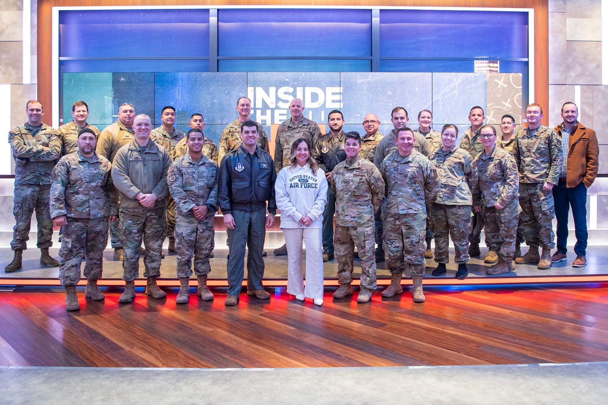 Airmen from the 514th Air Mobility Wing and the 108th Wing, Joint Base McGuire-Dix-Lakehurst, N.J. were invited to tour the facility by NFL Film's Community Teammates in honor of Veterans Day.