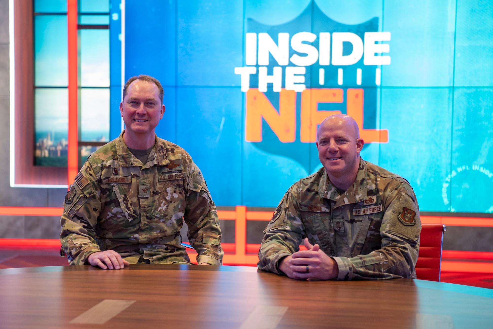 Airmen from the 514th Air Mobility Wing and the 108th Wing, Joint Base McGuire-Dix-Lakehurst, N.J. were invited to tour the facility by NFL Film's Community Teammates in honor of Veterans Day.