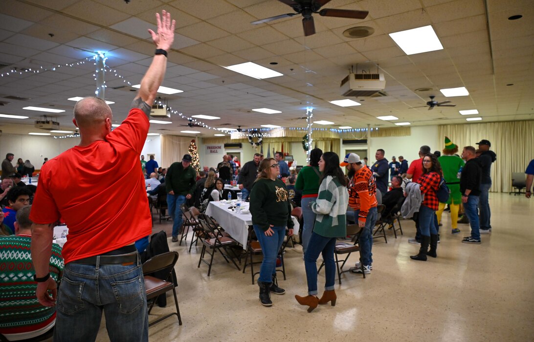 Man bidding in an auction