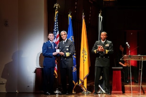 U.S. Air Force Maj. Kevin Tipton, critical care nurse practitioner, 125th Medical Group, was awarded the Surgeon General's Medallion by Vice Admiral Vivek Murphy on Sept. 18, 2023 at the Kennedy Center in Washington, DC. The award is the nation's highest civilian honor that can be bestowed by the U.S. Surgeon General. Tipton was selected due to his service during the COVID-19 pandemic in South Florida's public hospitals. Only 42 Americans and two Airmen, to include Major Tipton, have ever received this recognition in history. (Courtesy photo)