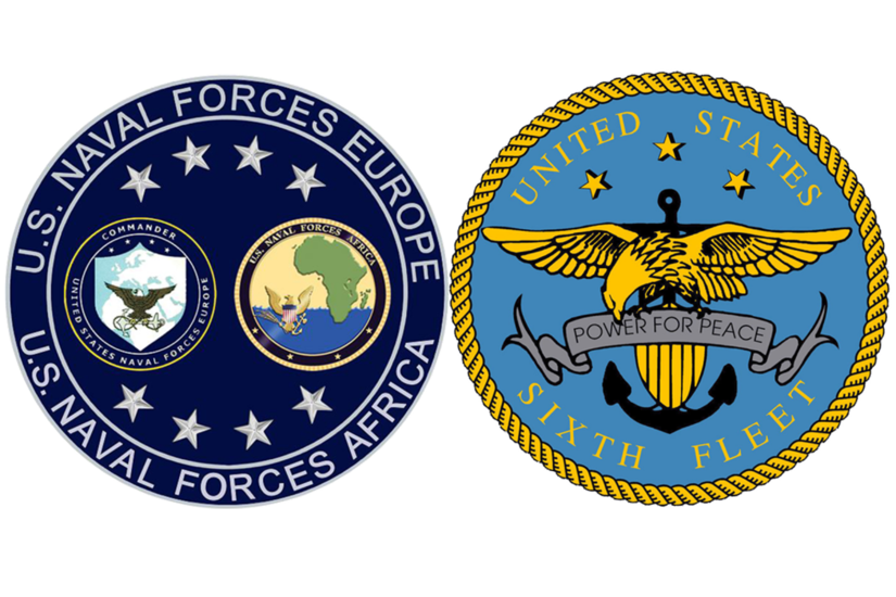 Side-by-side graphic of the U.S. Naval Forces Europe and Africa and U.S. Six Fleet.
