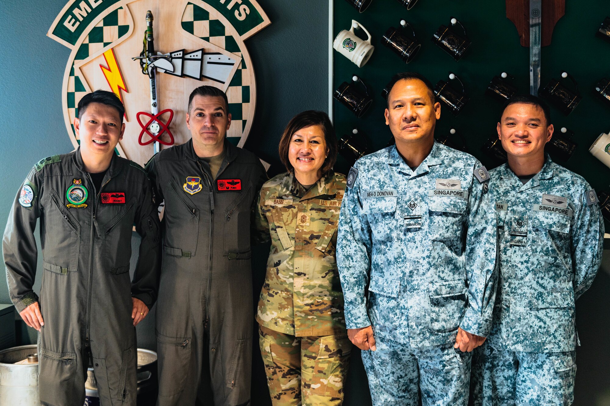 Chief Master Sgt. of the Air Force Joanne Bass poses for a photo with Luke Air Force Base international partners.