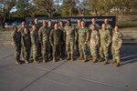 U.S. Space Force Chief Master Sgt. Jacob Simmons, U.S. Space Command senior enlisted leader poses for a photo with senior enlisted leaders from around USSPACECOM and its components during the Fall CSEL Summit at Peterson Space Force Base, Colo., Nov. 6, 2023. During the summit the senior enlisted leaders received several essential mission briefs for help with the understanding of USSPACECOM’s mission. USSPACECOM, working with Allies and Partners, plans, executes, and integrates military spacepower into multi-domain global operations in order to deter aggression, defend national interests, and when necessary, defeat threats. (USSPACECOM photo by Mass Communication Specialist 1st Class John Philip Wagner Jr.)