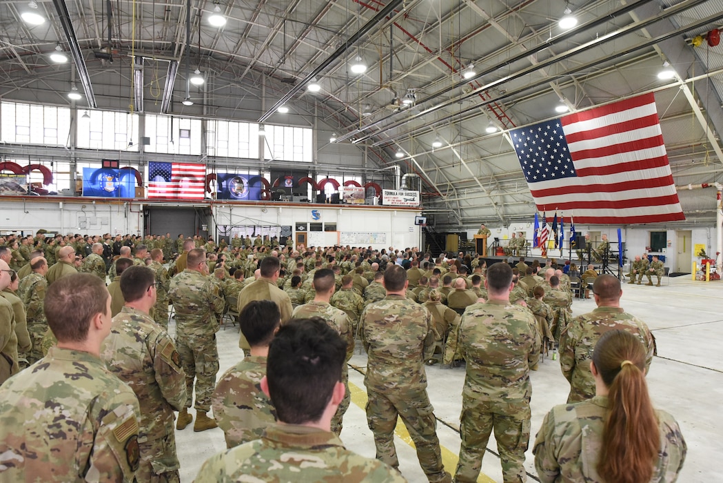 Members of the 151st Wing celebrate the Change of Command and redesignation.