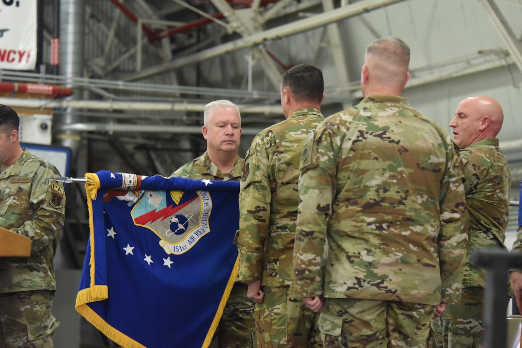 Members of the 151st Wing celebrate the Change of Command and redesignation.