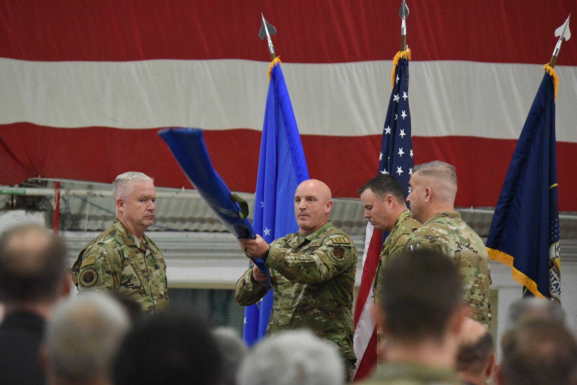 Members of the 151st Wing celebrate the Change of Command and redesignation.