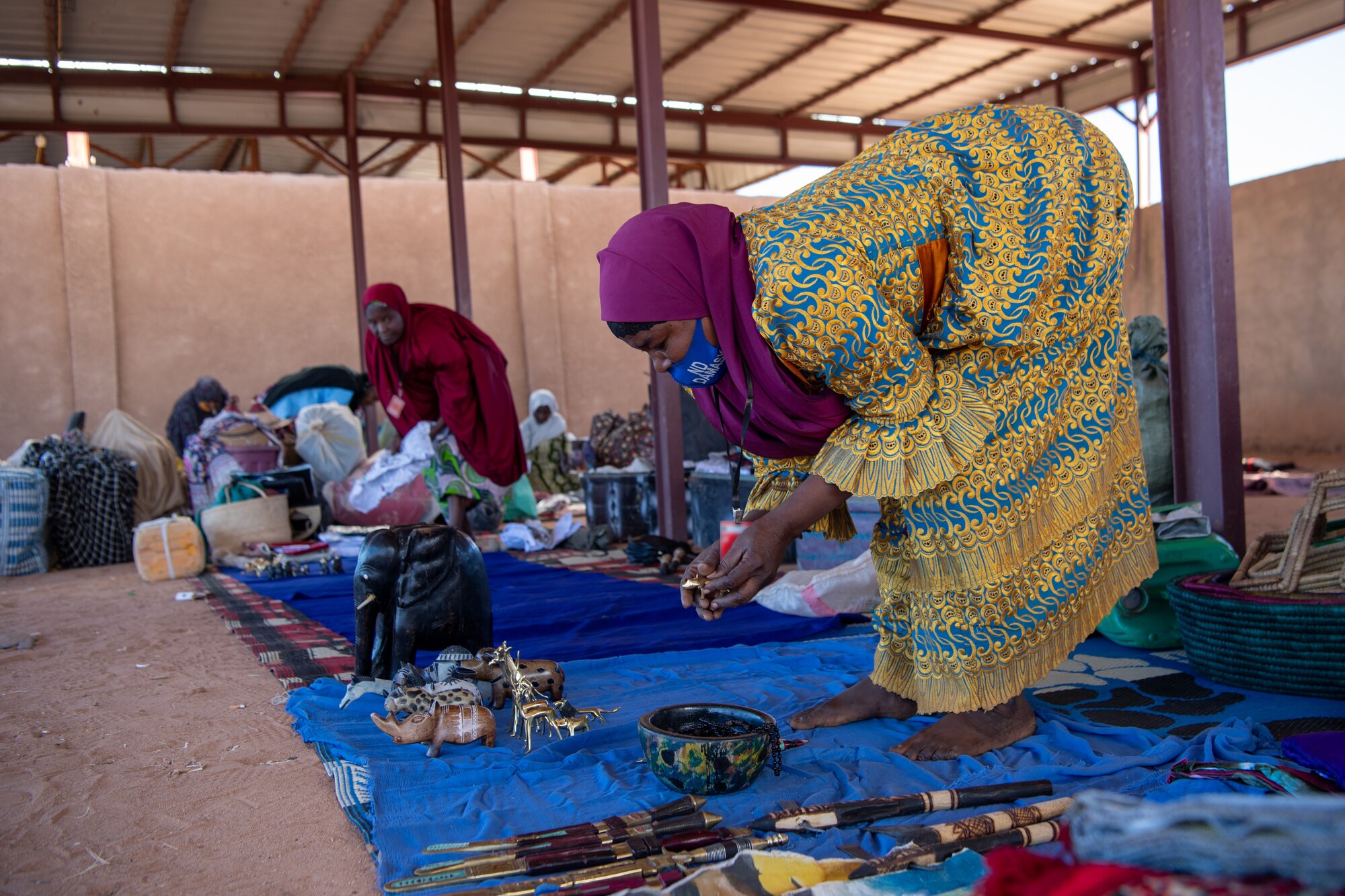 Venders set up at a Women's Bazaar.