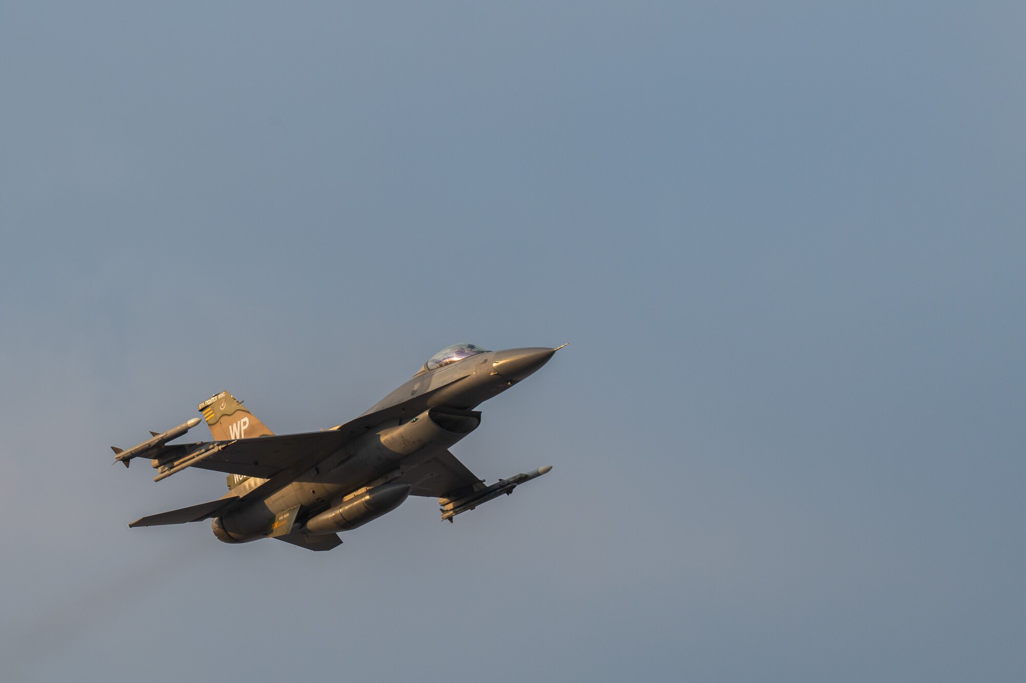 F-16 Fighting Falcon takes off from an alternate departure and landing surface at Kunsan Air Base