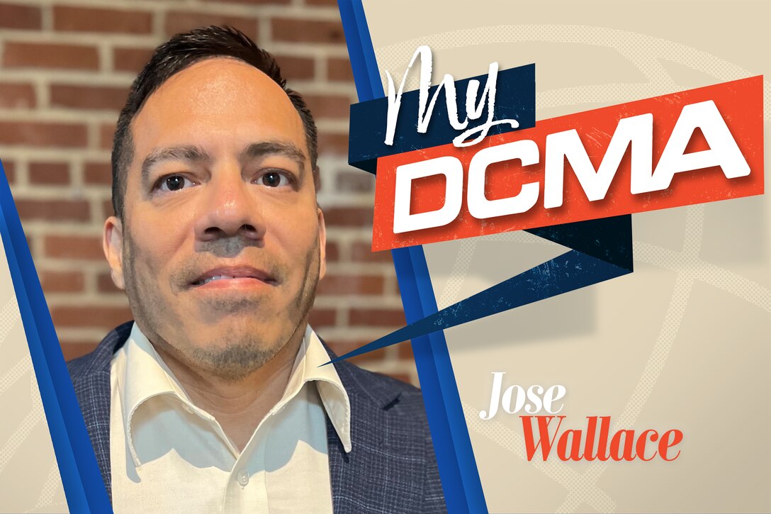 Photo of man with graphic text that reads My DCMA Jose Wallace