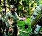 U.S. Army National Guard Staff Sgt. Peter Fleming (left) talks with service members of the United Kingdom's 7th Rifle Regiment during Operation Baltic Fist in Tapa, Estonia between June 27 and July 17, 2023. Operation Baltic Fist is part of the Department of Defense's Military Reserves Exchange Program in which U.S. reserve forces train with joint NATO partners to share tactics and procedures in different joint environments. (U.S. Army National Guard photo courtesy of Staff Sgt. Peter Fleming)