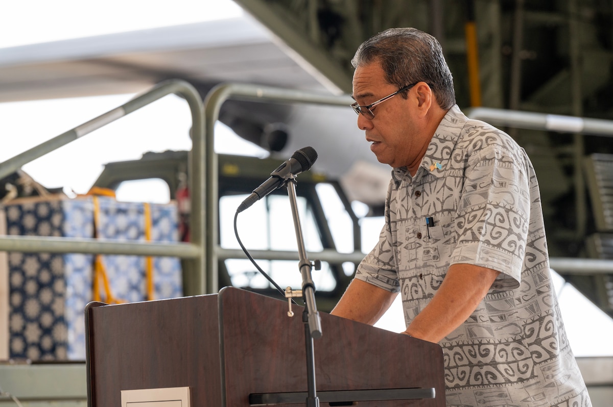Photo of the President of the Federated States of Micronesia speaking during a ceremony