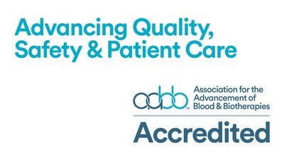 Advancing Quality, Safety & Patient Care; AABB Accredited Logo
