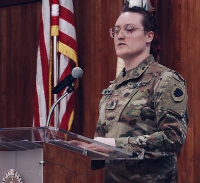 Staff Sgt. LeAnne Withrow, a platoon sergeant in the Chicago-based 139th Mobile Public Affairs Detachment, medically retired on Sunday, Dec. 3, on Camp Lincoln in Springfield after 13 years of service.