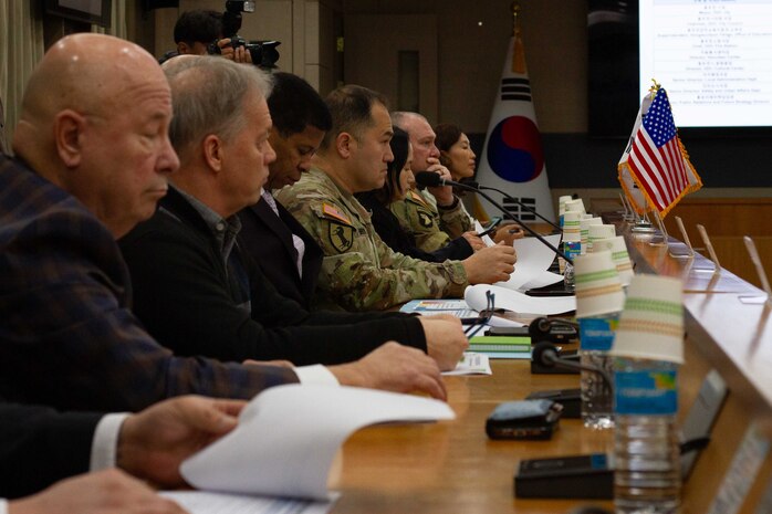 South Korea - Dongducheon City Mayor Park Hyeon-deok and United States Army Garrison (USAG) Yongsan-Casey Commander Col. Lloyd Brown co-chaired the second Korean-American Cooperation Council hosted at Dongducheon City Hall, Dec. 6. The goal of the Dongducheon/USAG Yongsan-Casey council is to promote cultural exchanges, cooperation and generate mutual understanding between both communities, together with the U.S. Forces Korea and 8th Army guidance to help strengthen partnerships. (U.S. Army photo by Pfc. Pomare Te'o)