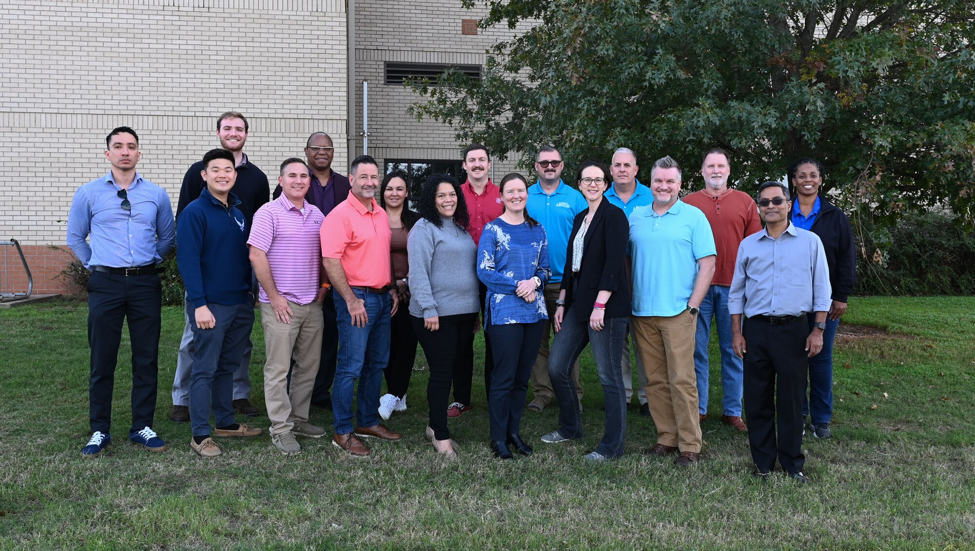 Class photo is taken outside