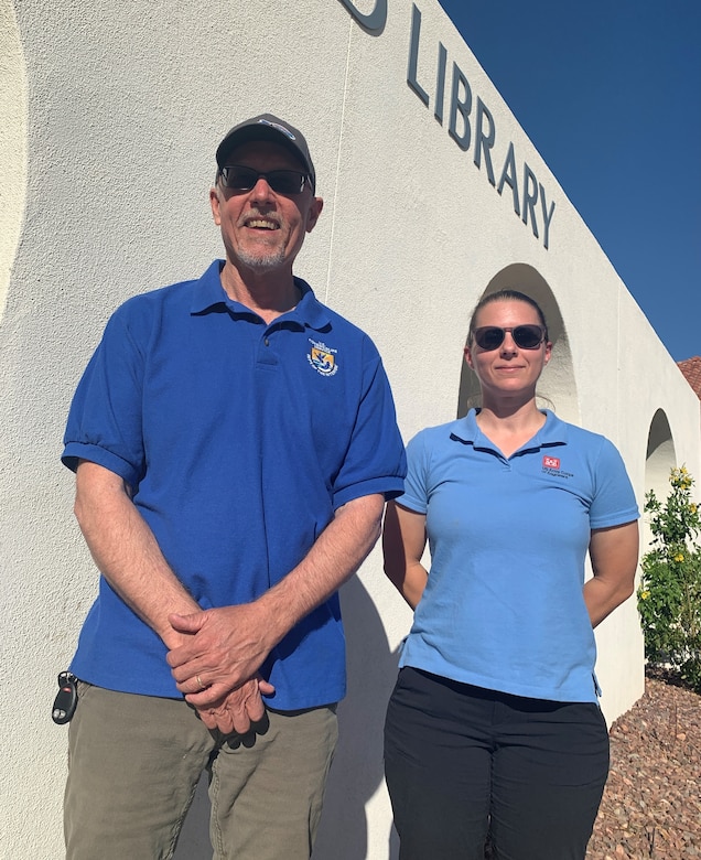 U.S. Fish and Wildlife Service’s Kirk Young and Los Angeles District’s Pam Kostka conducts a public meeting for the Painted Rock Marsh Restoration project, October 18 at the Gila Bend library in Gila, Bend Arizona.
