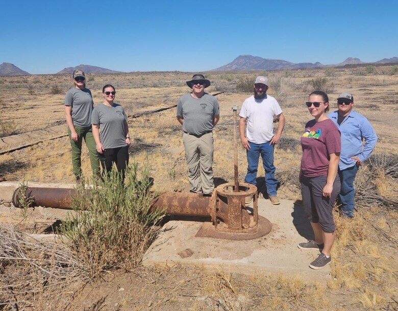 The Los Angeles District of the U.S. Army Corps of Engineers, the Arizona and U.S. Fish and Wildlife representatives tour an access point for subsurface water near the Painted Rock Dam Oct. 17 near Gila Bend, Arizona. The dual agencies conducted a site visit and a public meeting for the Painted Rock Marsh Restoration project, Oct. 17-18 near Gila Bend, Arizona.