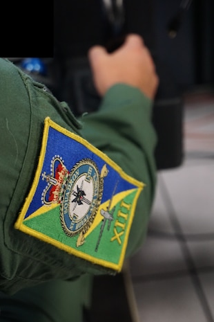 patch of  Royal Air Force unit on the arm of MQ-9 pilot