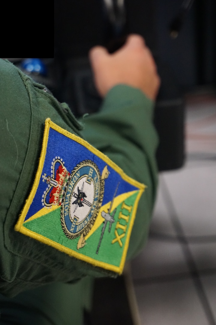 patch of  Royal Air Force unit on the arm of MQ-9 pilot