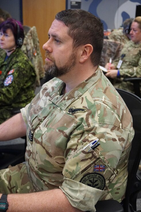  military members working at computers