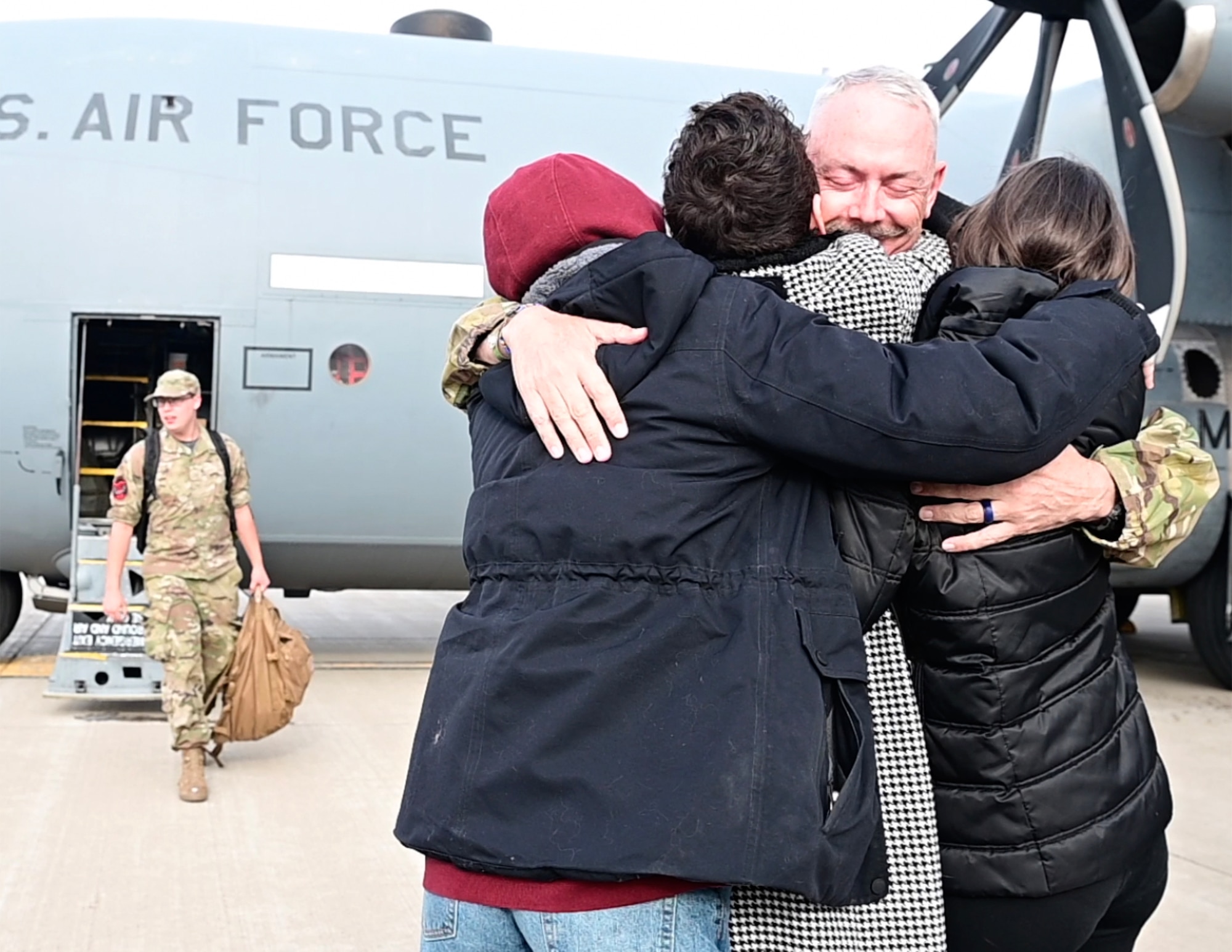 U.S. Air Force Airmen from the 133rd Airlift Wing reunite with their families and friends in St. Paul, Minn., Dec. 6, 2023.