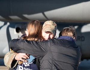 U.S. Air Force Airmen from the 133rd Airlift Wing reunite with their families and friends in St. Paul, Minn., Dec. 7, 2023.