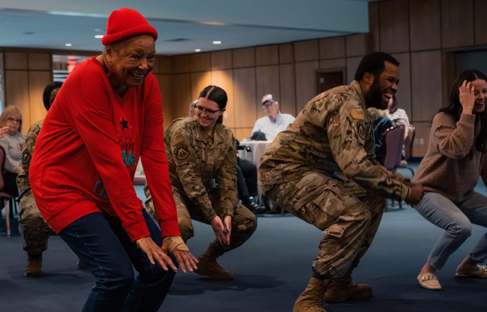 Veterans dance with Airmen at Air Force Base