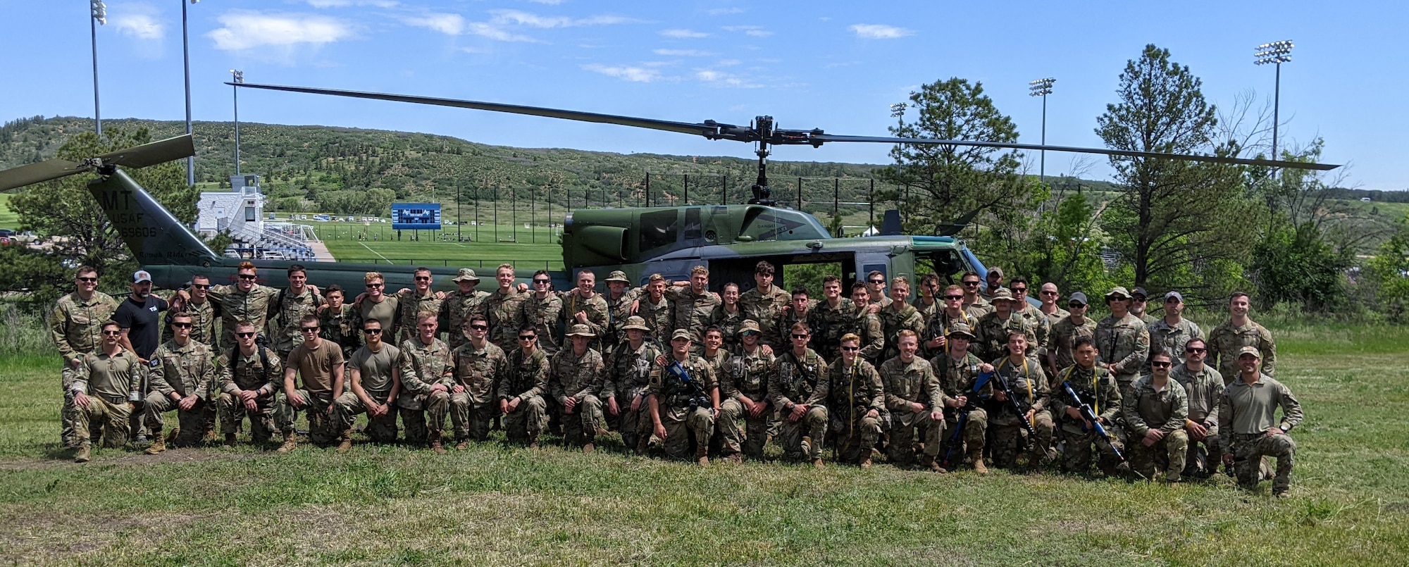 cadets infiltrate and exfiltrate via CH-47 Chinooks and UH-1 “Huey” Iroquois, making this U.S. Air Force Academy summer program and Air Force Reserve Officer Training Corps development training a joint team effort.