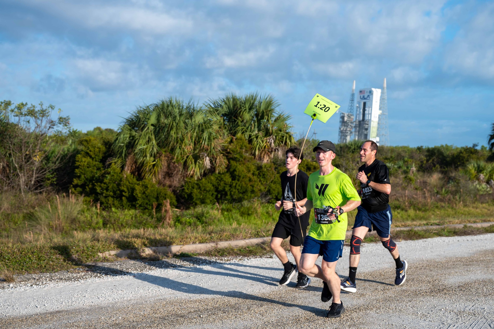 Participants in the Space Force T-Minus 10-Miler run at Cape Canaveral Space Force Station, Florida, Dec. 9, 2023. The T-Minus 10-Miler celebrates the Space Forces birthday. (U.S. Space Force photo by Senior Airman Samuel Becker)