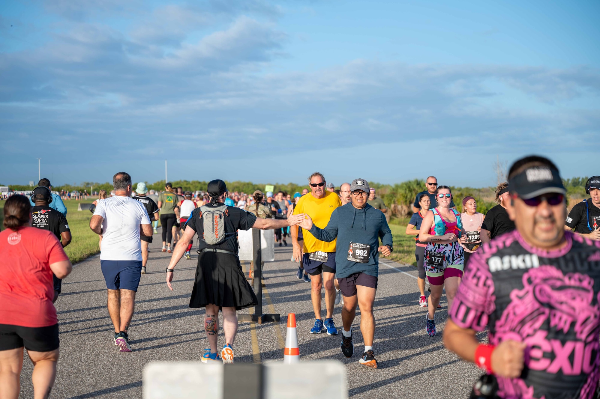 Participants in the Space Force T-Minus 10-Miler run at Cape Canaveral Space Force Station, Florida, Dec. 9, 2023. The T-Minus 10-Miler celebrates the Space Forces birthday. (U.S. Space Force photo by Senior Airman Samuel Becker)