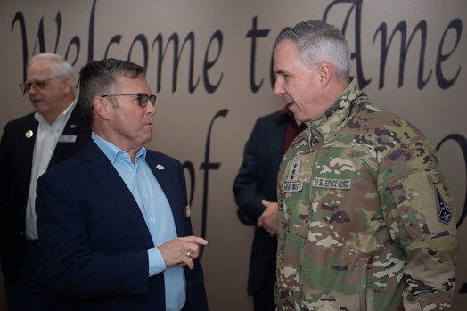  Lt. Gen. Stephen Whiting talking with Greg Phillips.