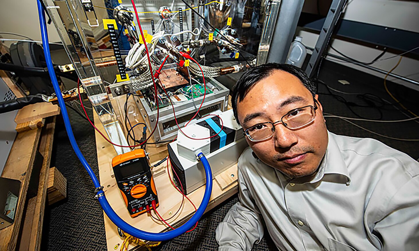 NPS Associate Professor Dr. Di Zhang led a team of NPS students to create and successfully test a circuit breaker that could support large electric platforms running on direct current electricity—a breakthrough in the future development of electric aircraft propulsion.