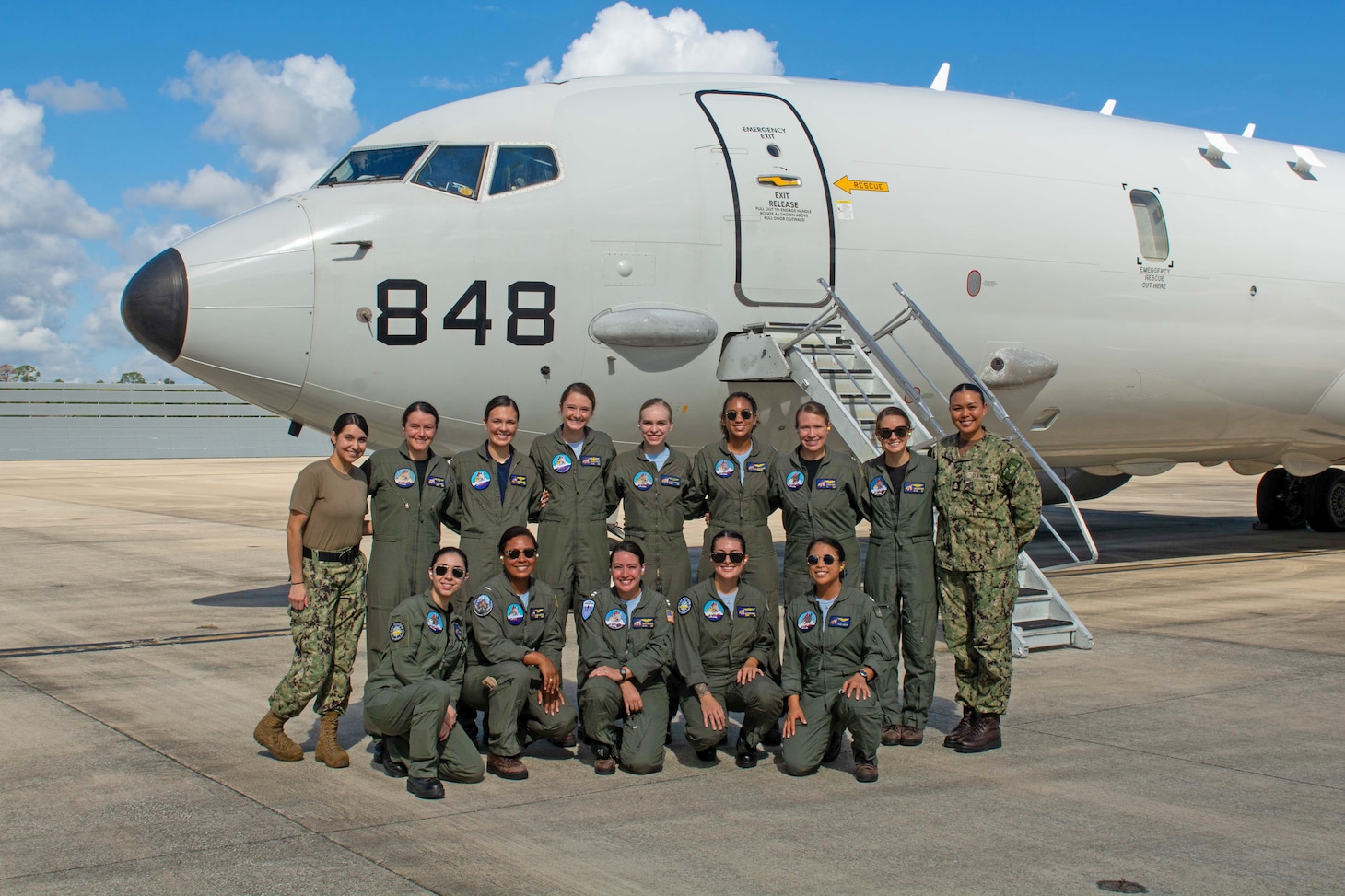 Patrol Squadron (VP) 45 conducted its first all-female flight aboard a P-8A Poseidon aircraft out of Jacksonville, Florida, Sept. 21. A total of 12 aircrew consisting of eight officers and four enlisted Sailors participated in a training flight to train the future of naval aviation. An additional five female ground crew served various maintenance roles to ensure the aircraft met all requirements and was safe for flight.