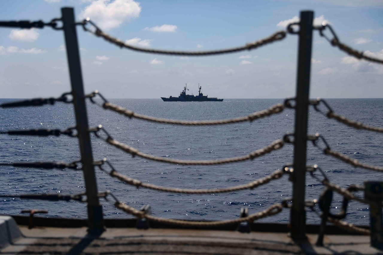A Philippine Navy vessel transits open waters.