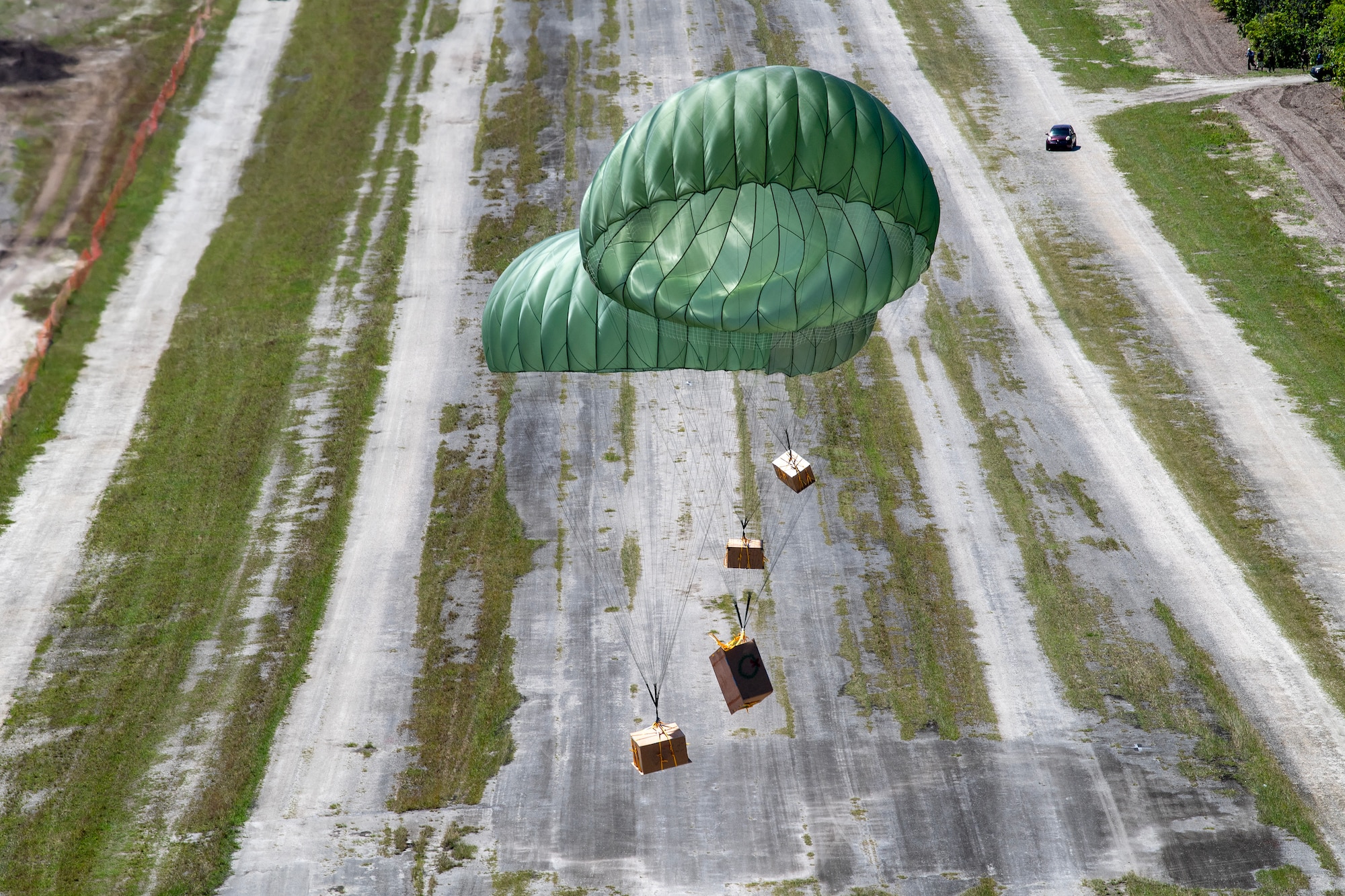 Photo of airdrops from U.S. Air Force aircraft