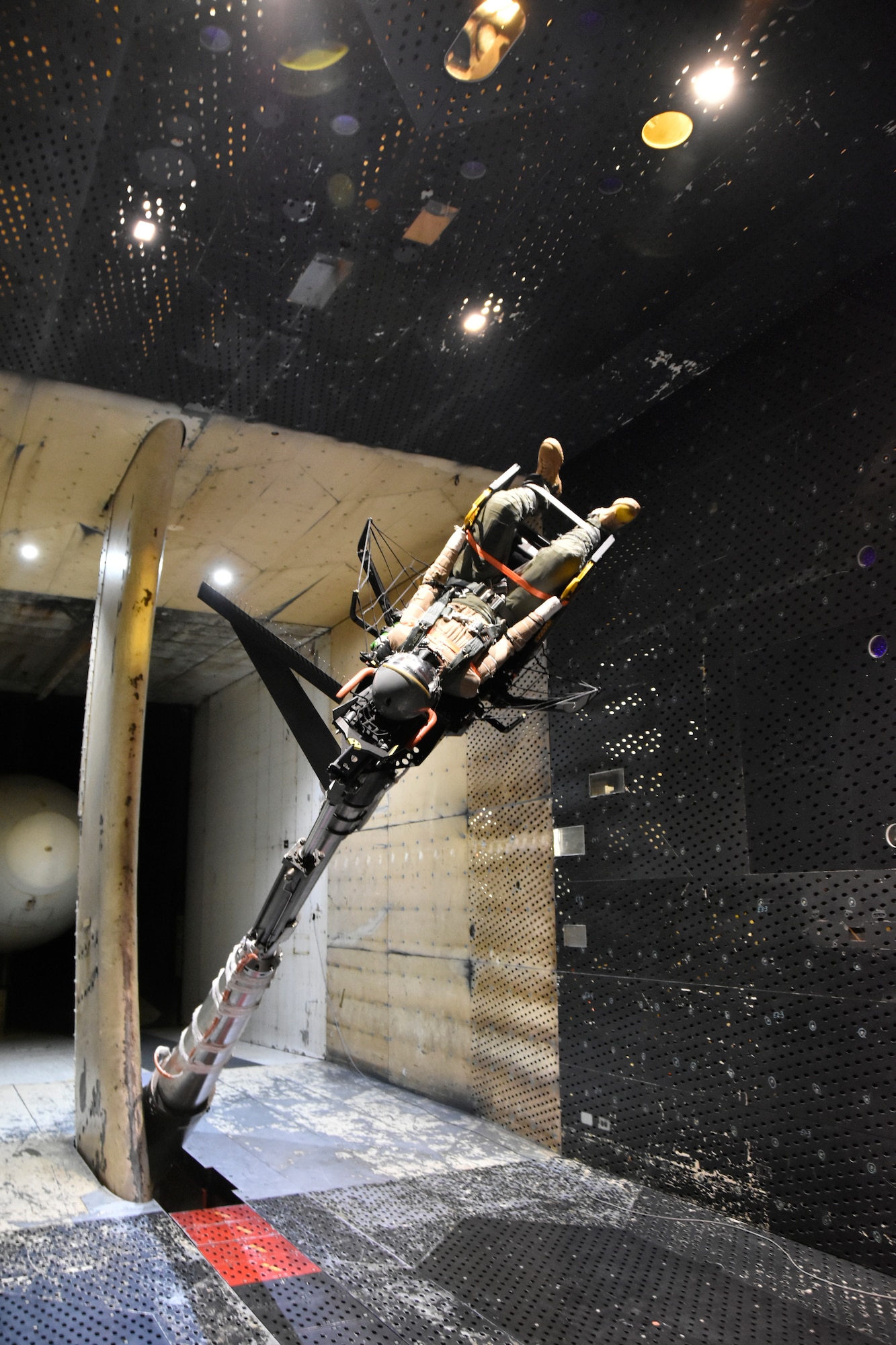 A variation of the ACES V ejection seat is shown in one of the wind tunnels at Arnold Air Force Base, Tenn., Sept. 5, 2023. Ejection seat testing was recently conducted at Arnold for the first time since 1997. The most recent effort involved testing on three variations of the ACES V seat. (U.S. Air Force photo by Bradley Hicks)