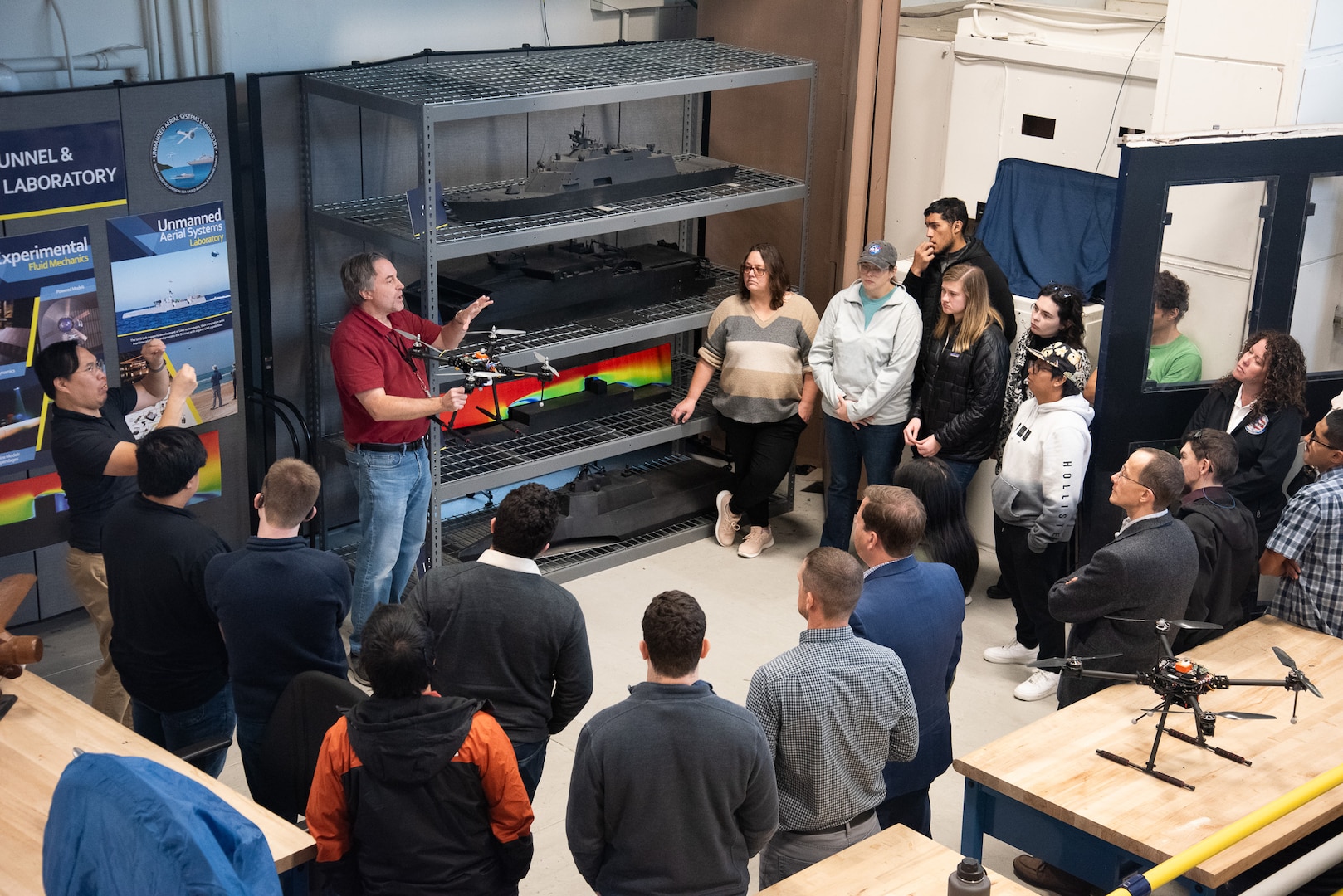 A Carderock employee gives RIT and NTID students a tour.