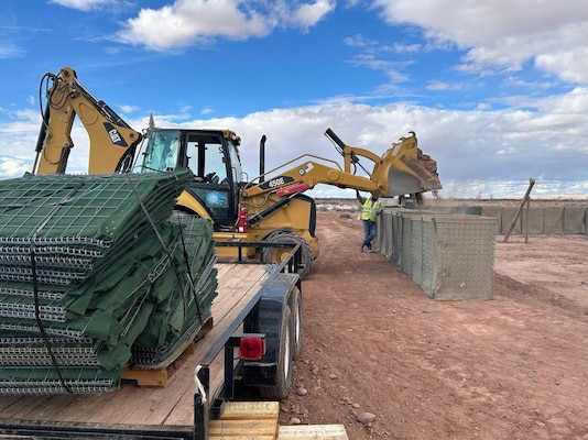 Navajo Nation Department of Transportation works to repair washed out roads and culverts in April 2023.