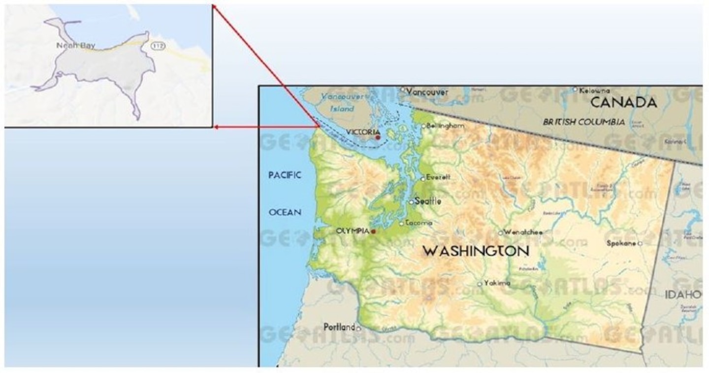 Map view of Neah Bay project site location on the Olympic Peninsula.
