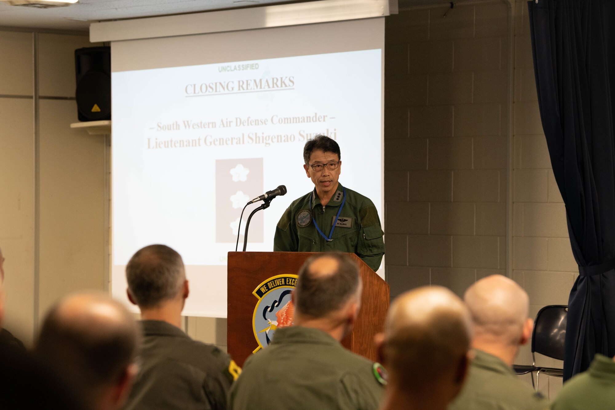 Japan Air Self-Defense Force Lt. Gen. Masahito Yajima gives closing remarks.