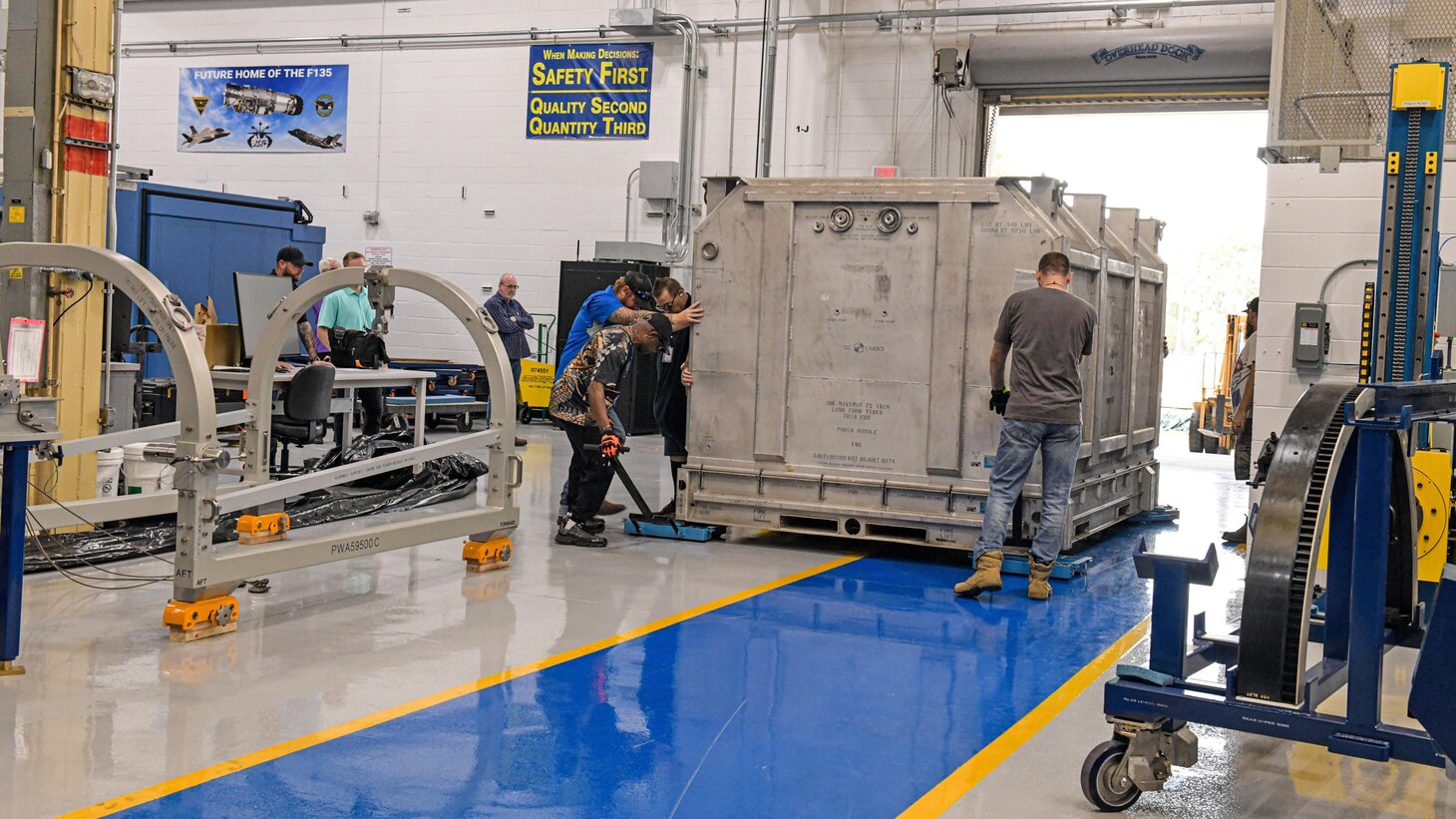Fleet Readiness Center Southeast (FRCSE) recently received its first F135 Power Module (PM). The PM is one of the five major modules that make up the propulsion system that powers the F-35 Lightning II Joint Strike Fighter.