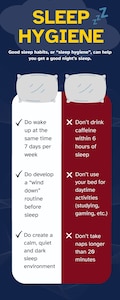 A digital infographic describes tips for successful sleep at Keesler Air Force Base, Mississippi, Nov. 30, 2023.