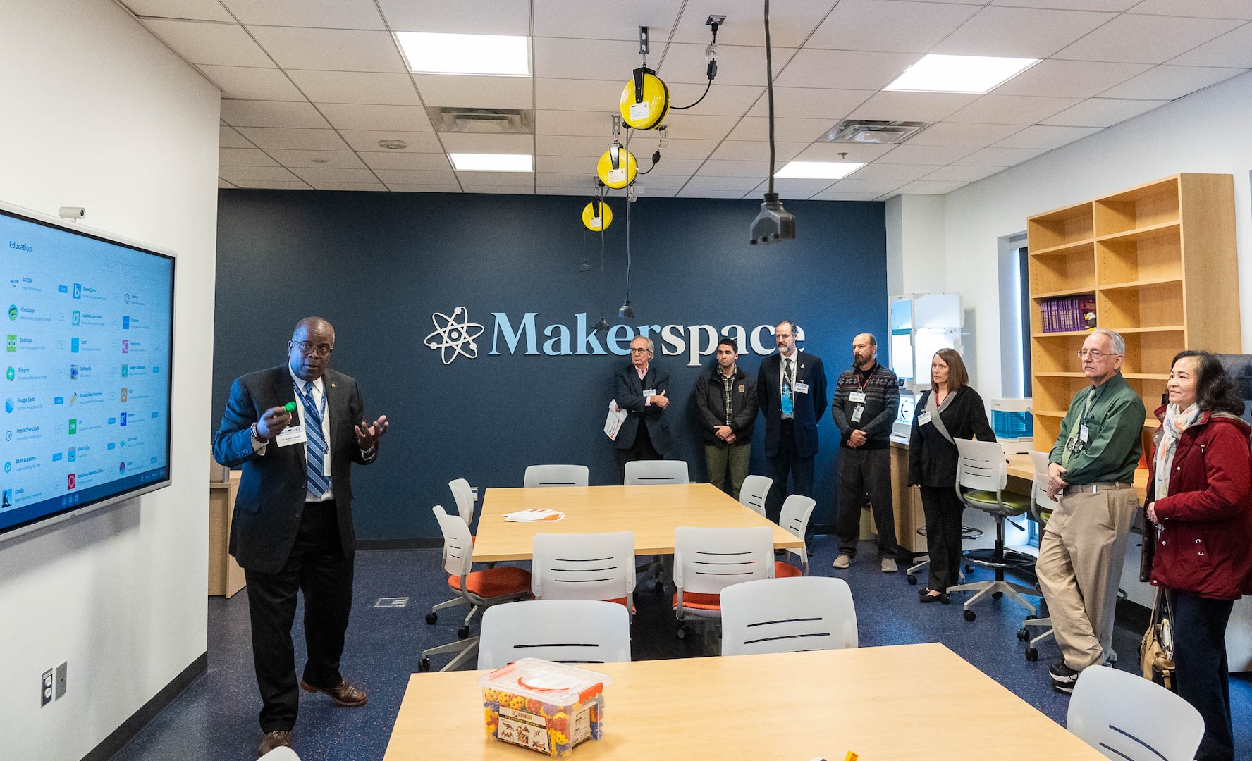 IMAGE: On Dec. 12 at the Potomac Tech Bridge kickoff event, University of Mary Washington Dahlgren Campus Executive Director Dr. Michael Hubbard provided a tour of the campus’ Makerspace that will serve as the physical location of the tech bridge.